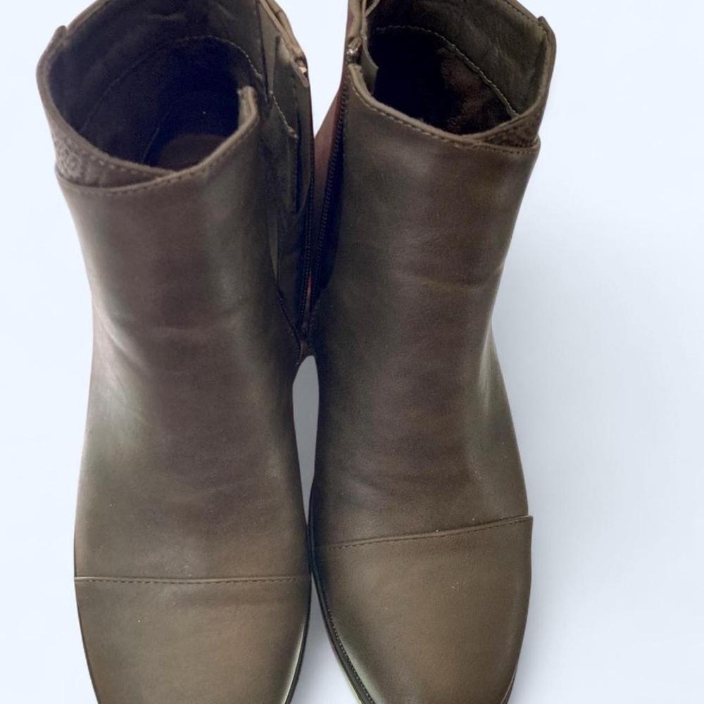 Brown faux Leather Ankle Boots